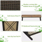 Set di mobili da giardino Costway 8 pezzi in rattan con sedie imbottite e tavolo in legno con ripiano