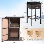 Costway Set 5 Pezzi Tavolo da Bar e Sgabelli in Rattan da Esterno con Ripiano Contenitore Nascosto e Cuscini