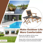 Set 4 sedie da giardino pieghevoli in rattan Costway con tavolino in legno di acacia e poggiapiedi a scomparsa