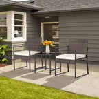 Set di mobili da giardino Costway da 3 pezzi, sedie e tavolino in rattan intrecciato con cuscini, ultra resistenti