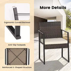 Set di mobili da giardino Costway da 3 pezzi, sedie e tavolino in rattan intrecciato con cuscini, ultra resistenti