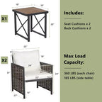 Set di mobili da giardino in rattan Costway da 3 pezzi con tavolino in legno di acacia e 2 sedie per cortile
