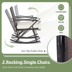 Set da giardino Costway 4 pezzi in rattan con sedie a dondolo, divanetto e tavolino, con cuscini per veranda
