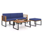 Set da 5 pezzi di sedie da patio Costway, set di sedie in legno di acacia con poggiapiedi e tavolino da caffè