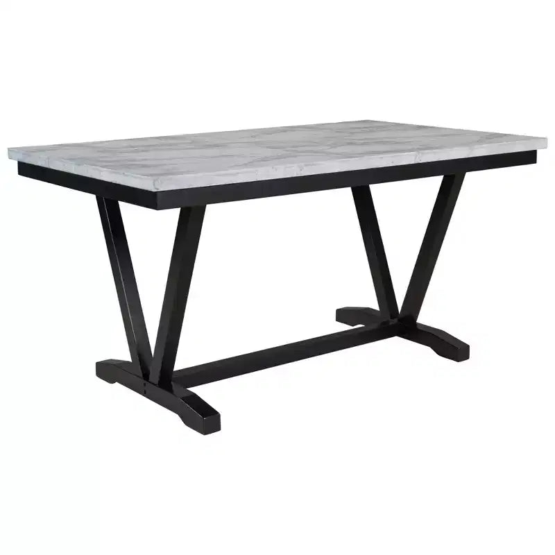 Set da pranzo in legno da 6 pezzi, tavolo rettangolare con gambe a V, 4 sedie imbottite e panca, Bianco-ModernLuxe