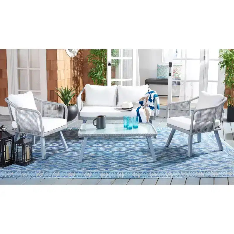 Set da salotto a 4 pezzi in corda Torsla - Interno/Esterno - PAT7520 - Safavieh