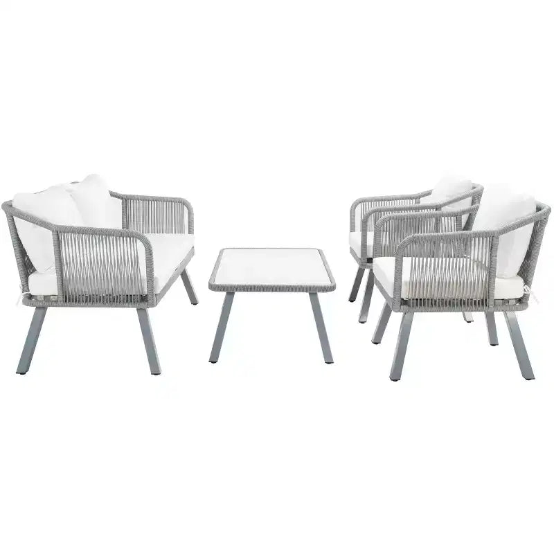 Set da salotto a 4 pezzi in corda Torsla - Interno/Esterno - PAT7520 - Safavieh