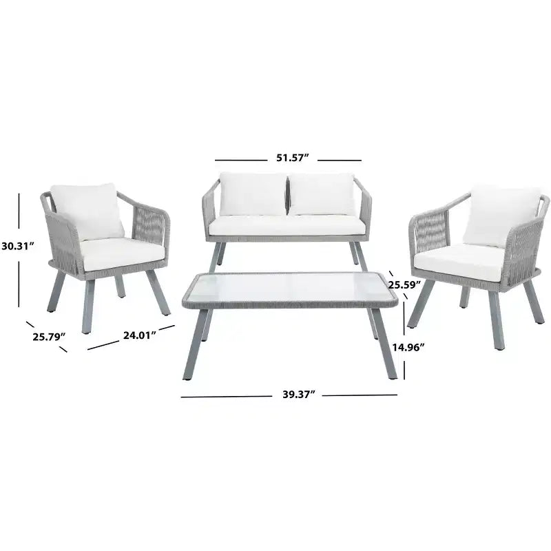 Set da salotto a 4 pezzi in corda Torsla - Interno/Esterno - PAT7520 - Safavieh