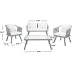 Set da salotto a 4 pezzi in corda Torsla - Interno/Esterno - PAT7520 - Safavieh