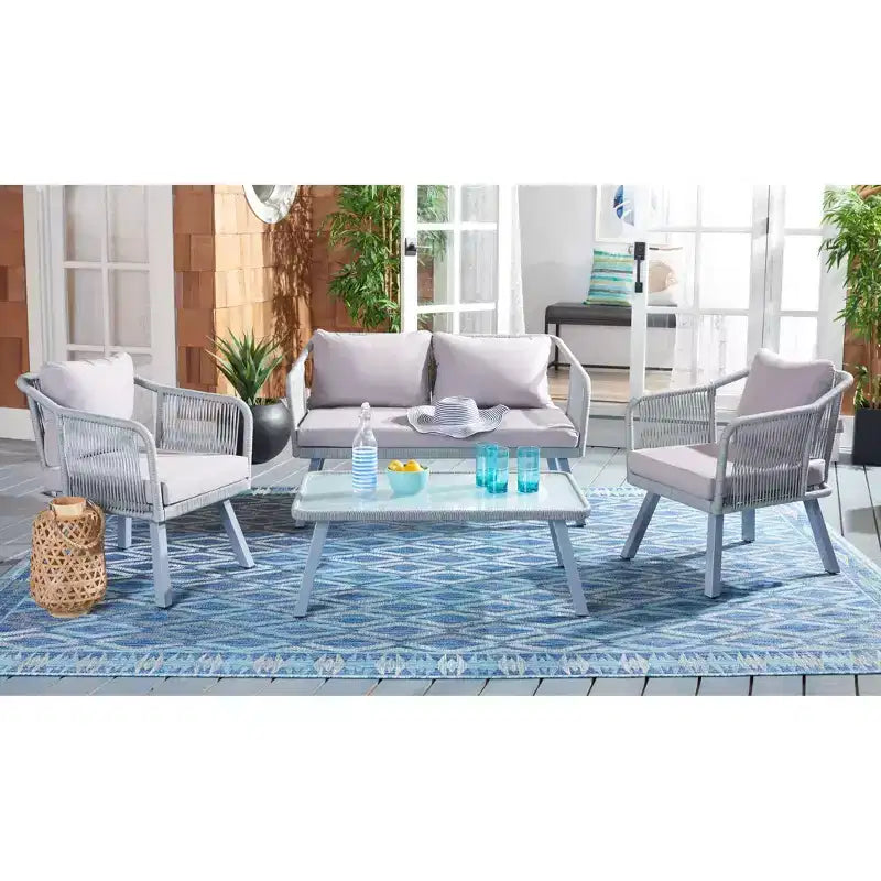 Set da salotto a 4 pezzi in corda Torsla - Interno/Esterno - PAT7520 - Safavieh