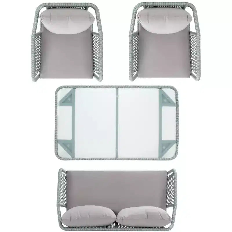 Set da salotto a 4 pezzi in corda Torsla - Interno/Esterno - PAT7520 - Safavieh
