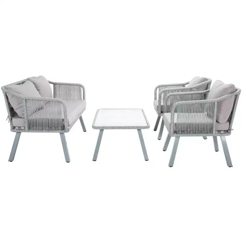 Set da salotto a 4 pezzi in corda Torsla - Interno/Esterno - PAT7520 - Safavieh