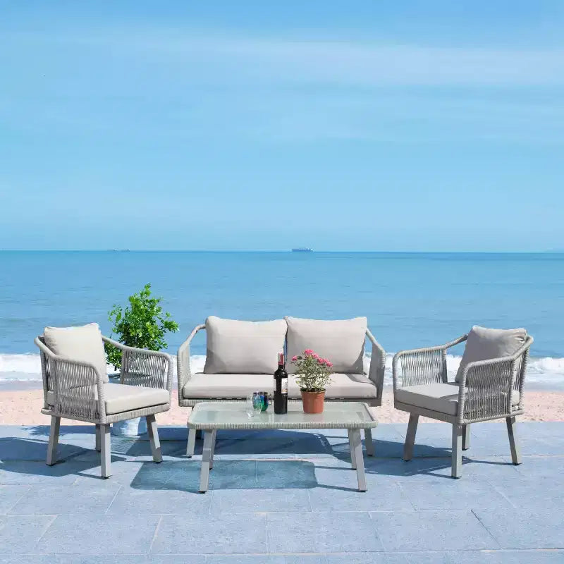 Set da salotto a 4 pezzi in corda Torsla - Interno/Esterno - PAT7520 - Safavieh