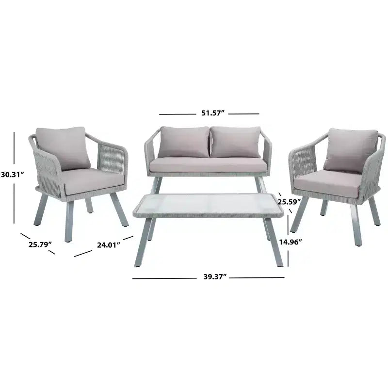 Set da salotto a 4 pezzi in corda Torsla - Interno/Esterno - PAT7520 - Safavieh