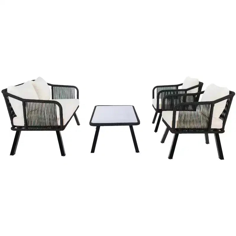 Set da salotto a 4 pezzi in corda Torsla - Interno/Esterno - PAT7520 - Safavieh