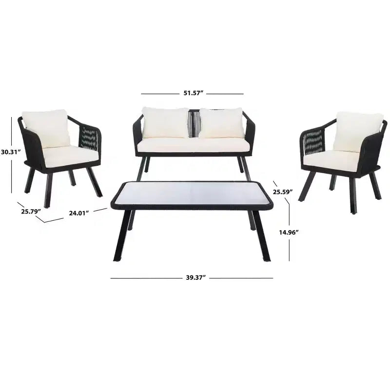 Set da salotto a 4 pezzi in corda Torsla - Interno/Esterno - PAT7520 - Safavieh