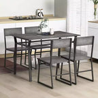 Set da pranzo 5 pezzi Costway, tavolo da cucina rettangolare in stile industriale con 4 sedie, grigio/marrone