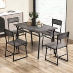 Set da pranzo 5 pezzi Costway, tavolo da cucina rettangolare in stile industriale con 4 sedie, grigio/marrone