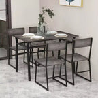 Set da pranzo 5 pezzi Costway, tavolo da cucina rettangolare in stile industriale con 4 sedie, grigio/marrone