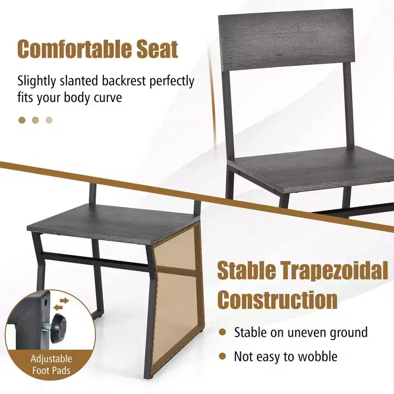 Set da pranzo 5 pezzi Costway, tavolo da cucina rettangolare in stile industriale con 4 sedie, grigio/marrone
