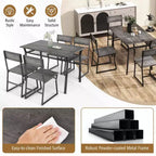 Set da pranzo 5 pezzi Costway, tavolo da cucina rettangolare in stile industriale con 4 sedie, grigio/marrone