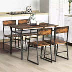 Set da pranzo 5 pezzi Costway, tavolo da cucina rettangolare in stile industriale con 4 sedie, grigio/marrone
