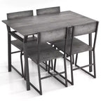 Set da pranzo 5 pezzi Costway, tavolo da cucina rettangolare in stile industriale con 4 sedie, grigio/marrone