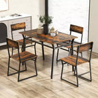 Set da pranzo 5 pezzi Costway, tavolo da cucina rettangolare in stile industriale con 4 sedie, grigio/marrone