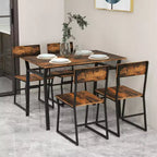 Set da pranzo 5 pezzi Costway, tavolo da cucina rettangolare in stile industriale con 4 sedie, grigio/marrone