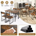 Set da pranzo 5 pezzi Costway, tavolo da cucina rettangolare in stile industriale con 4 sedie, grigio/marrone