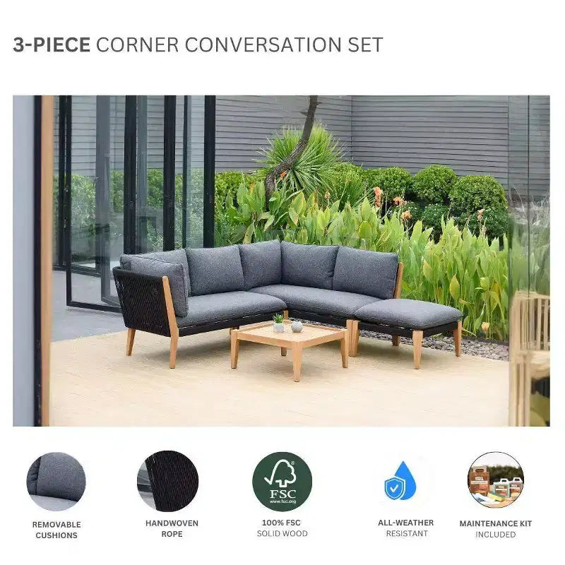 Set da conversazione per esterni Amazonia Malibu da 4 pezzi