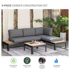 Set conversazione da esterno Amazonia 3 pezzi Vista in teak/alluminio pressofuso