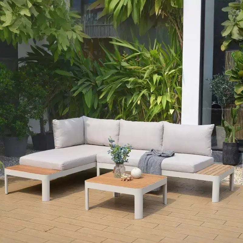 Set conversazione da esterno Amazonia 3 pezzi Vista in teak/alluminio pressofuso