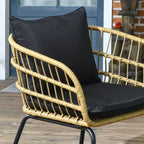 Set di mobili da esterno Outsunny 5 pezzi in rattan PE con sedie imbottite, divanetto e tavolini impilabili