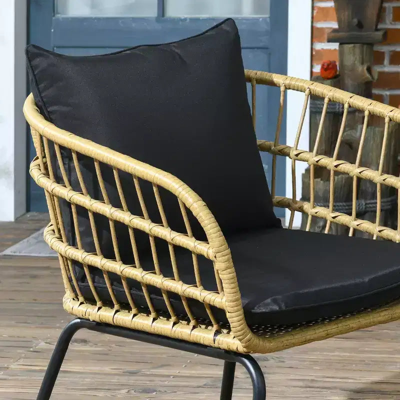 Set di mobili da esterno Outsunny 5 pezzi in rattan PE con sedie imbottite, divanetto e tavolini impilabili