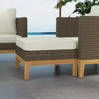 Outsunny Set di Mobili da Giardino Imbottito, Set da Conversazione in Rattan PE con Telaio in Legno 5 Pezzi, Bianco Crema