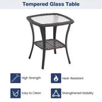 Set da Patio Whizmax 3 Pezzi per Esterni con Poltrona Girevole a Dondolo a 360 Gradi, Set 2 Pezzi di Poltrone Girevoli a Dondolo con Tavolino in Rattan, Cuscino Blu