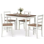 Set da pranzo Costway da 5 pezzi, mobili da cucina in legno massello con tavolo rettangolare e 4 sedie, naturale/caffè/grigio