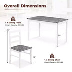 Set da pranzo Costway da 5 pezzi, mobili da cucina in legno massello con tavolo rettangolare e 4 sedie, naturale/caffè/grigio