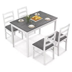 Set da pranzo Costway da 5 pezzi, mobili da cucina in legno massello con tavolo rettangolare e 4 sedie, naturale/caffè/grigio