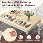 Set da pranzo Costway da 5 pezzi, mobili da cucina in legno massello con tavolo rettangolare e 4 sedie, naturale/caffè/grigio