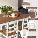 Set da pranzo Costway da 5 pezzi, mobili da cucina in legno massello con tavolo rettangolare e 4 sedie, naturale/caffè/grigio