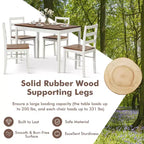 Set da pranzo Costway da 5 pezzi, mobili da cucina in legno massello con tavolo rettangolare e 4 sedie, naturale/caffè/grigio
