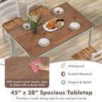 Set da pranzo Costway da 5 pezzi, mobili da cucina in legno massello con tavolo rettangolare e 4 sedie, naturale/caffè/grigio