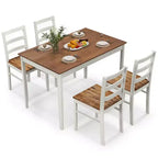 Costway 5-Piece Dining Set Solid Wood Kitchen Furniture with Rectangular Table & 4 Chairs Natural/Coffee/Grey