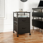 2 Drawer Mobile File Cabinet Rolling Printer Stand with Open Storage Shelf Fabric Vertical Filing Cabinet