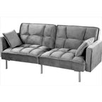 Divano-letto futon in velluto da 75,6" con gambe in metallo