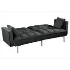 Divano-letto futon in velluto da 75,6" con gambe in metallo