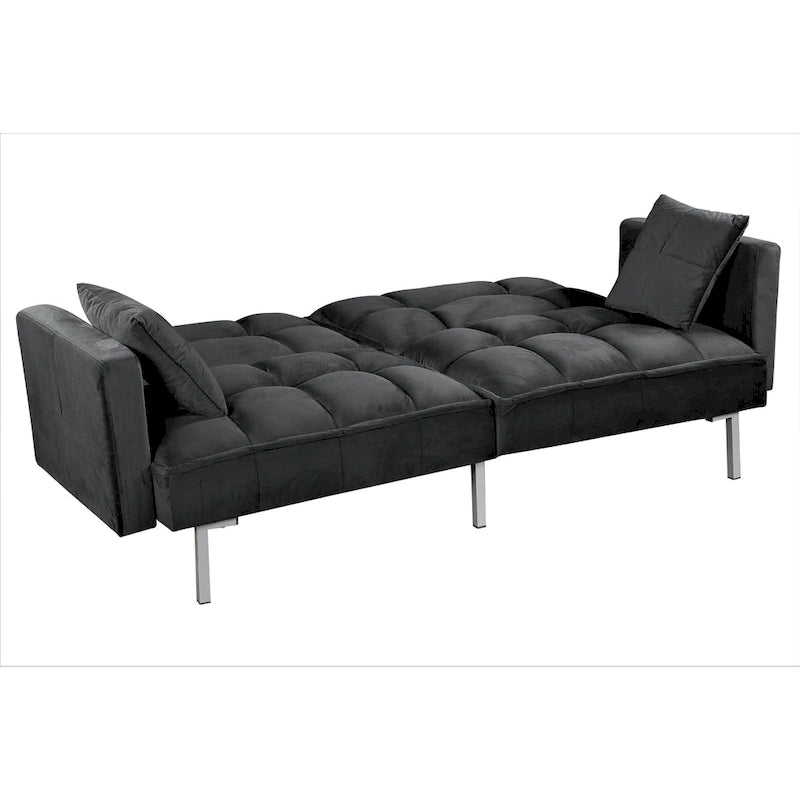 Divano-letto futon in velluto da 75,6" con gambe in metallo