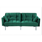 Divano-letto futon in velluto da 75,6" con gambe in metallo